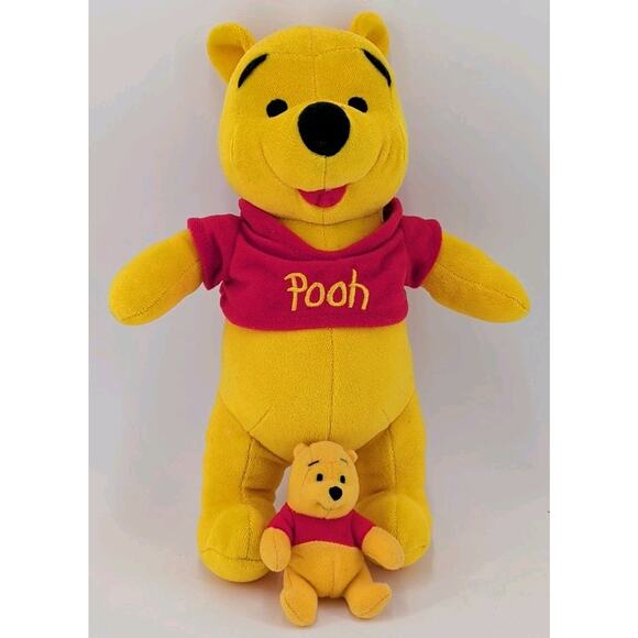 Vth MATTEL Walt Disney Winnie the Pooh Plush Stuffed Bear 11” W/ 3" Mini Pooh - Picture 1 of 12